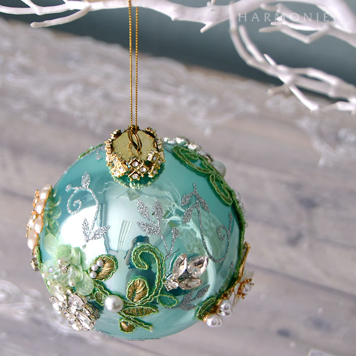 MRジュエルガラスオーナメント/ボール/シャイニーグリーン｜輸入雑貨の