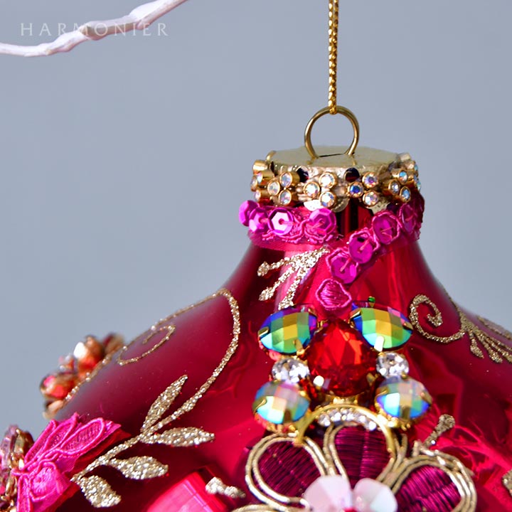 MRジュエルガラスオーナメント/フィニアル/シャイニーレッド｜輸入雑貨