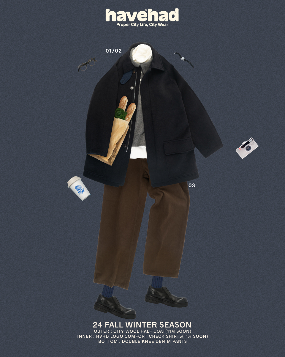 MUSINSA公式 | Havehad City Wool Half Coat (Charcoal)