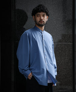 KANEMASA】ROYAL OX DRESS KNIT SHIRT STAND COLLAR LOOSE FIT - BLUE