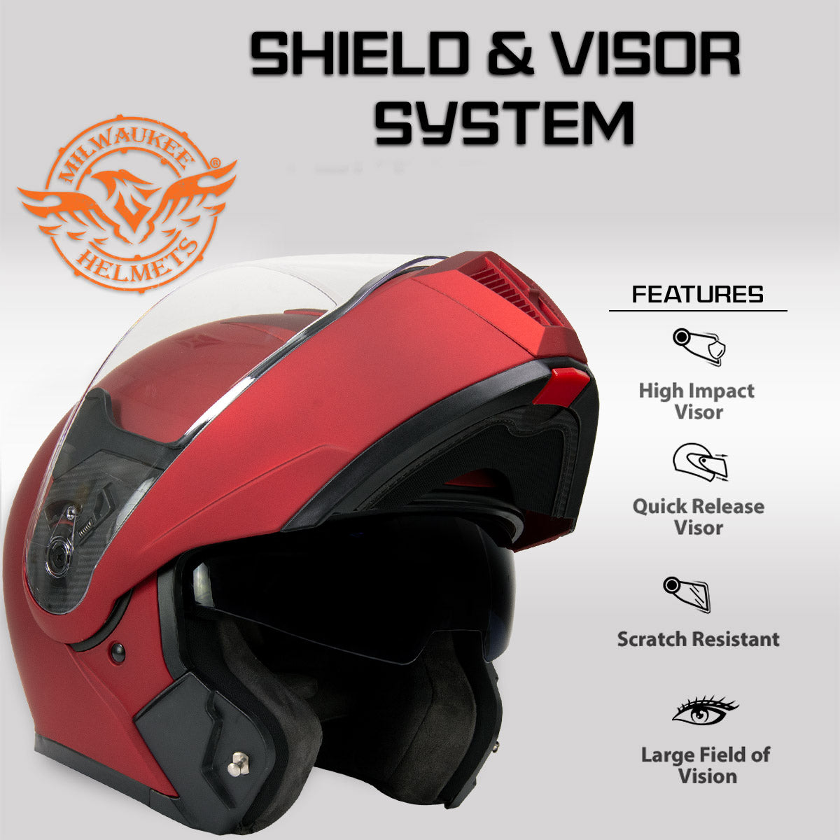 Milwaukee Helmets MPH9827DOT Cypher Flat Red Advanced Motorcycle