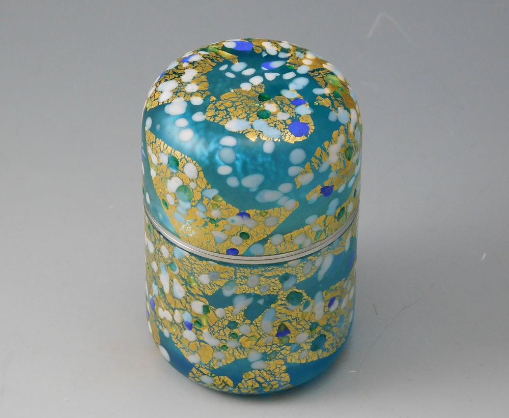 黒木国昭 手吹きガラス蓋物 銘金彩 琳派 | いとう鳳凰堂古美術店