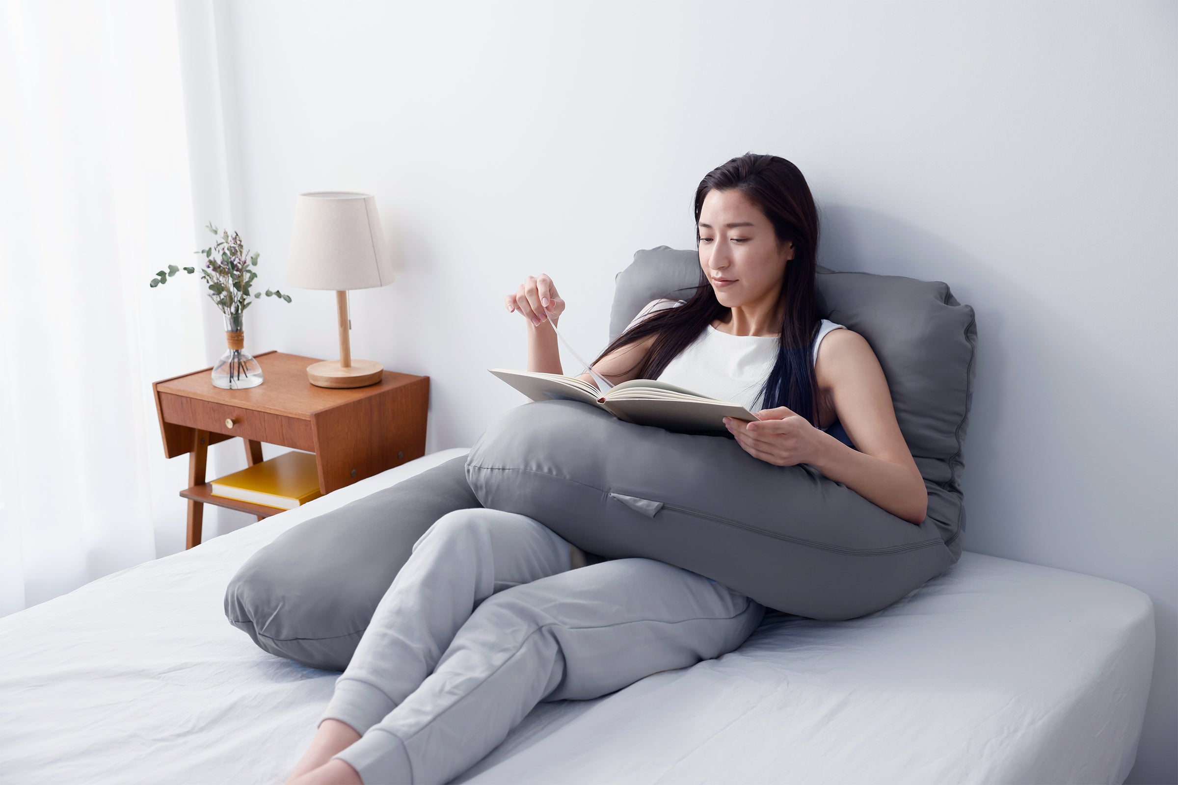 HUGMOTTI グレー 抱き枕，カバークールグレーハグモッチプレミアム未