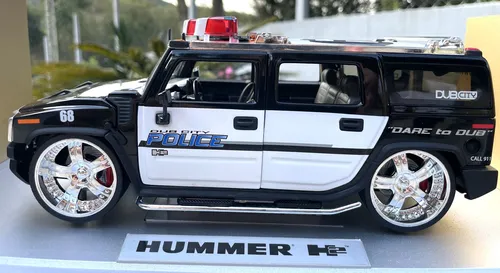 Mini 1:18 Hummer H2 Dub City Police #68 - Dubcity Jada Raro Preto