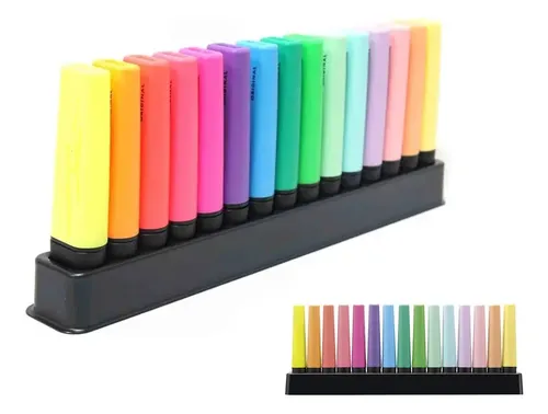 Marca Texto 15 Cores Chanfrado Com Suporte Kaz Kz6018 | MercadoLivre