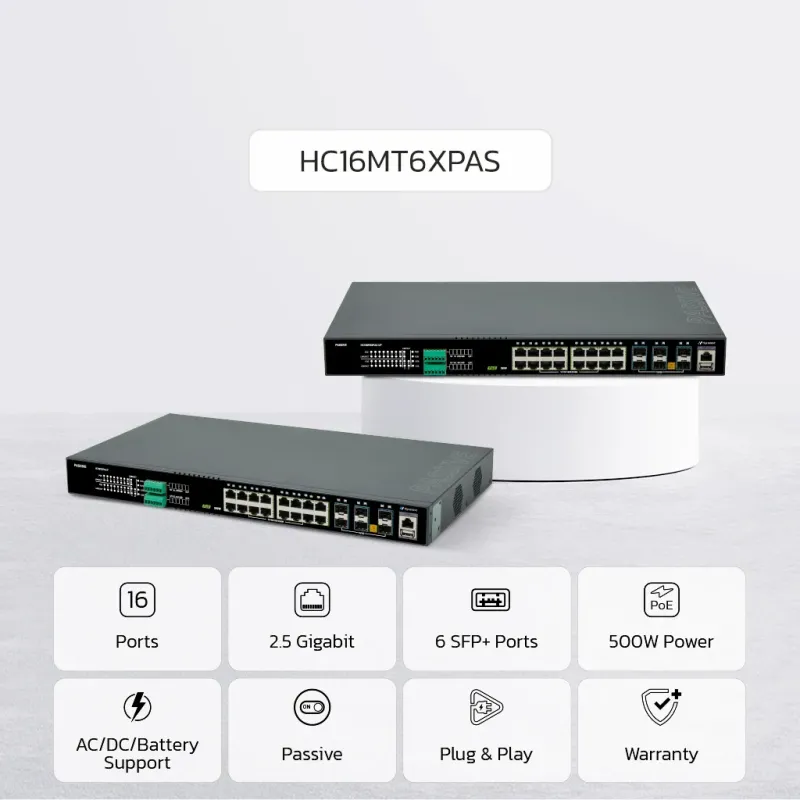 NextWav HC16MT6XPAS – Industrial Layer 2 Managed PoE Switch for
