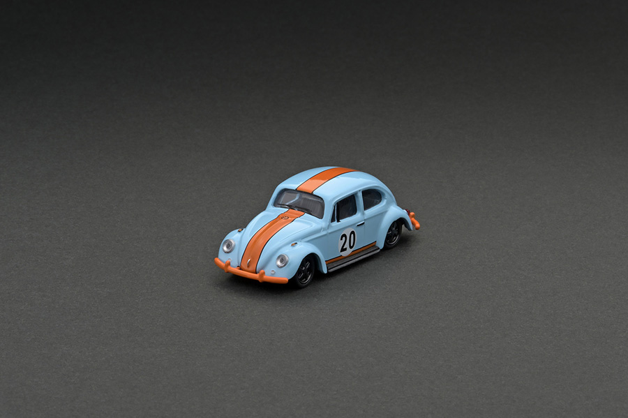 T64S-006-GF 1/64 Volkswagen Beetle Blue/Orange Low Ride Height