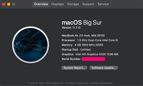 MacBook Air (11-inch, Mid 2013) のソフトウェアをアップデートする