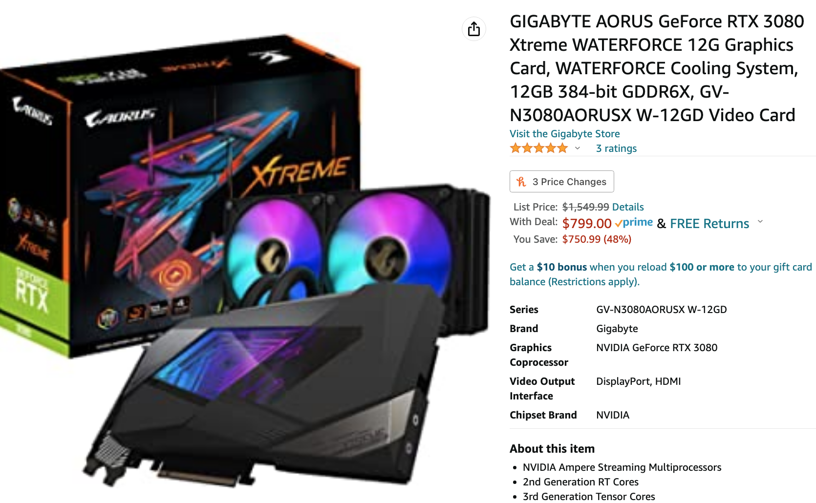 Is this a good deal For $800? GIGABYTE AORUS GeForce RTX 3080