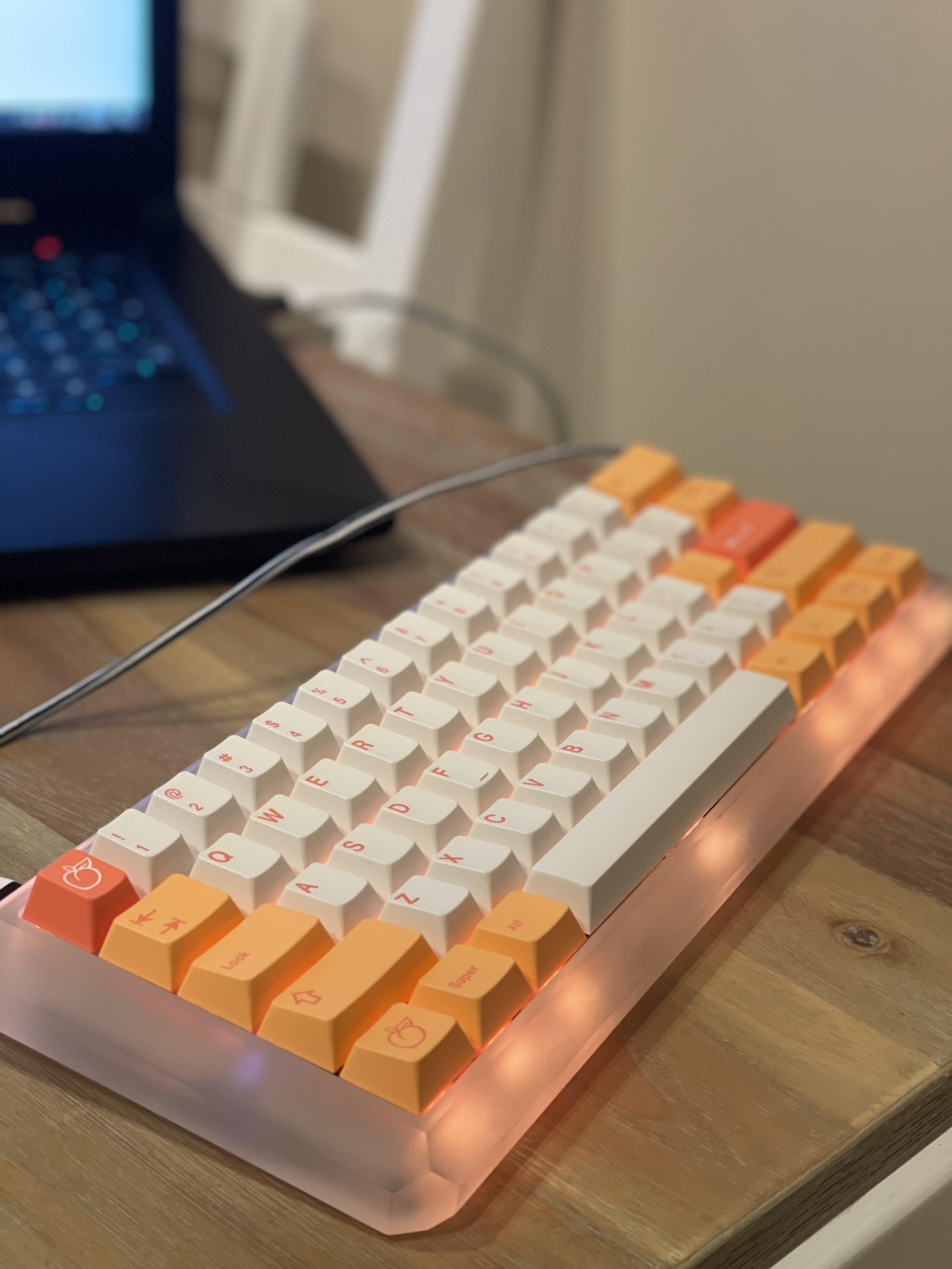 My first build! GMK Peaches N' Creams, lubed cream switches, KBD
