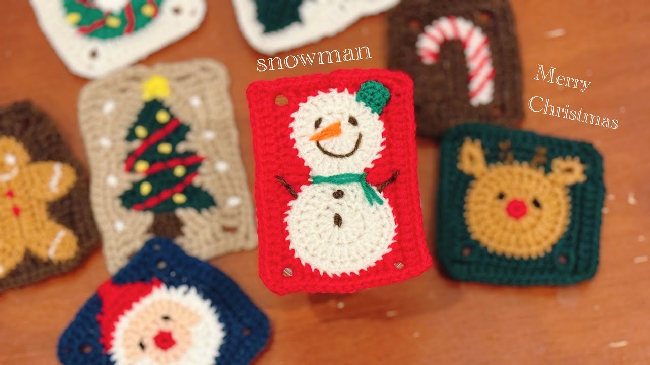 雪だるま♪クリスマスのモチーフ編み♪ - YouTube