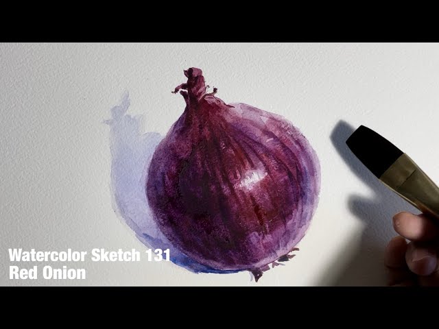 Watercolor Sketch 131/How to paint a red onion 水彩スケッチ131/紫
