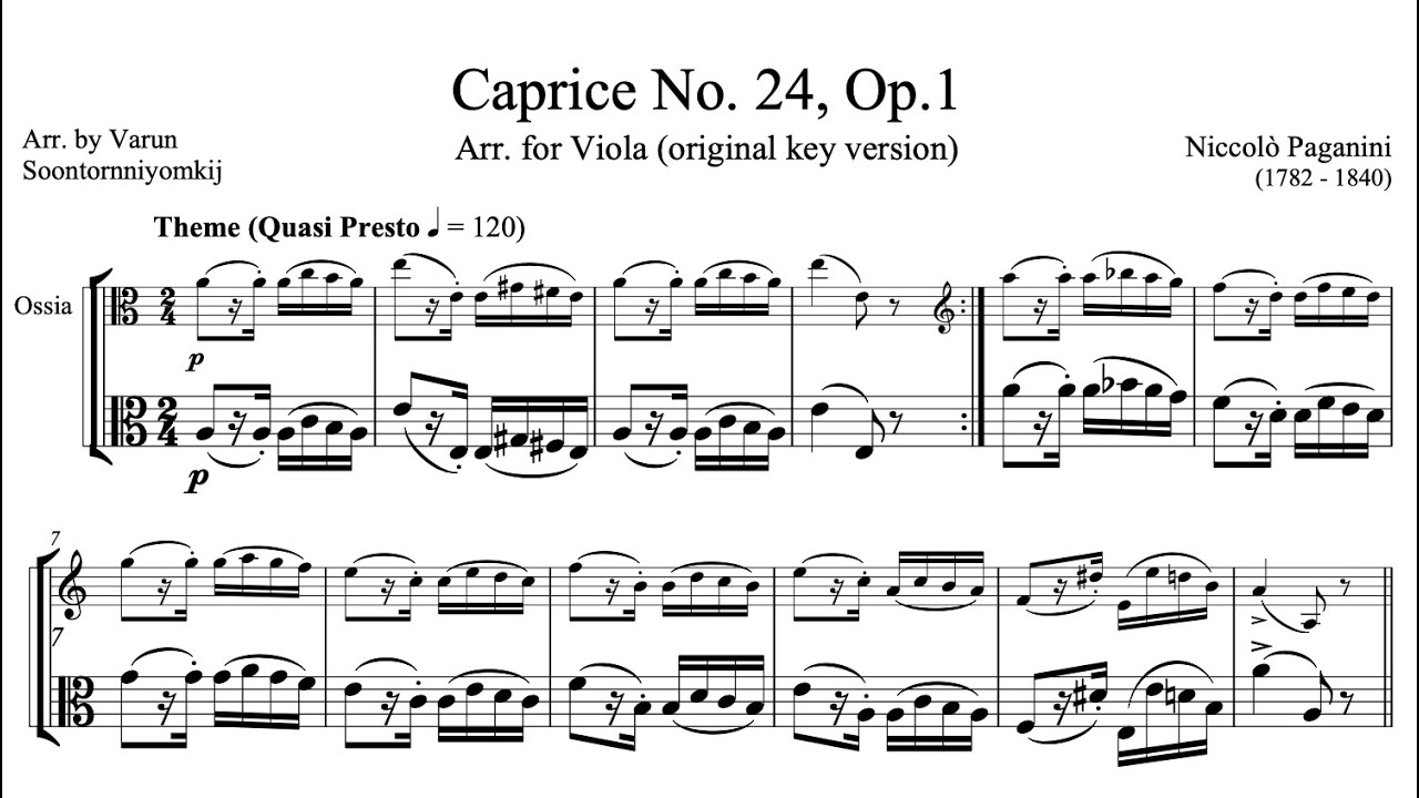 Paganini: Caprice No. 24 (viola) (original key) - YouTube