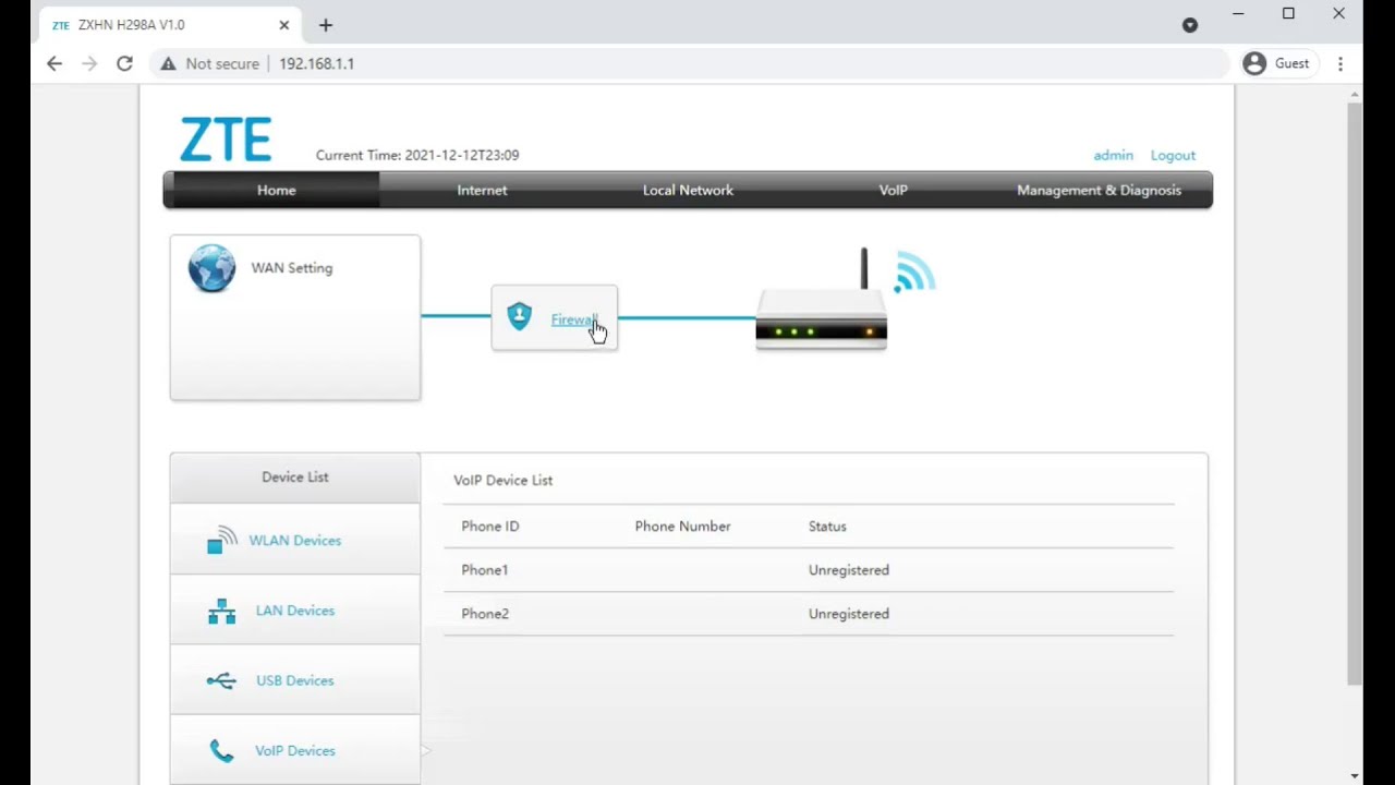 Web admin interface of the Hyperoptic ZTE ZXHN H298A Router - YouTube