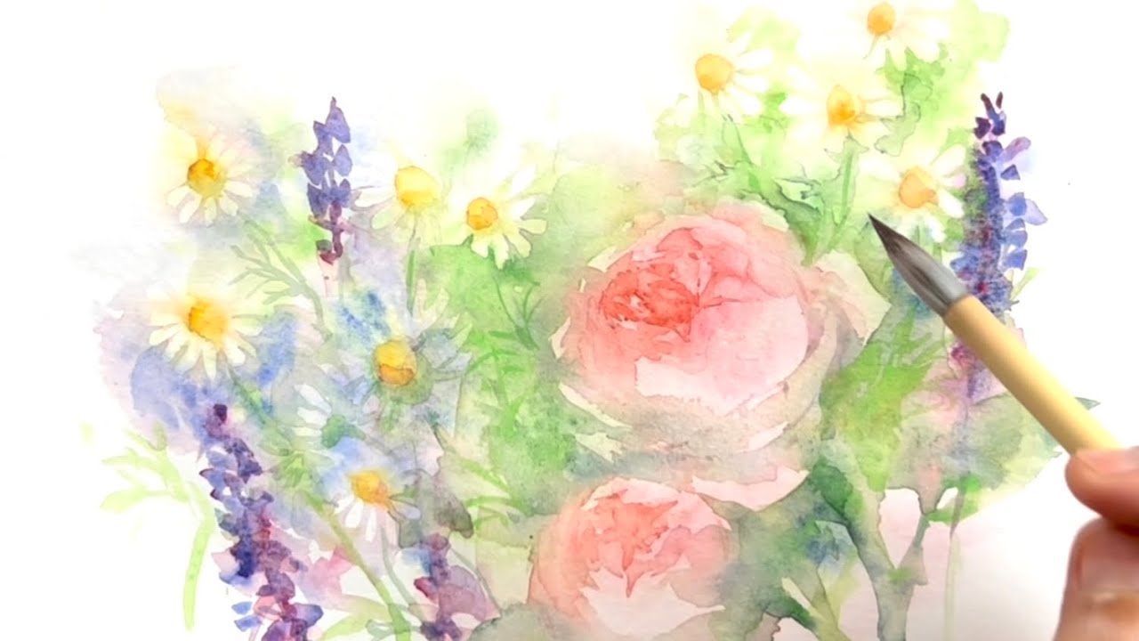 水彩画]初夏の花を描く/watercolorpainting /制作過程 - YouTube