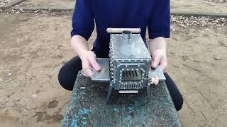 片手で持てる。三面ガラス窓で炎の揺らぎがどこでも楽しめるミニ薪