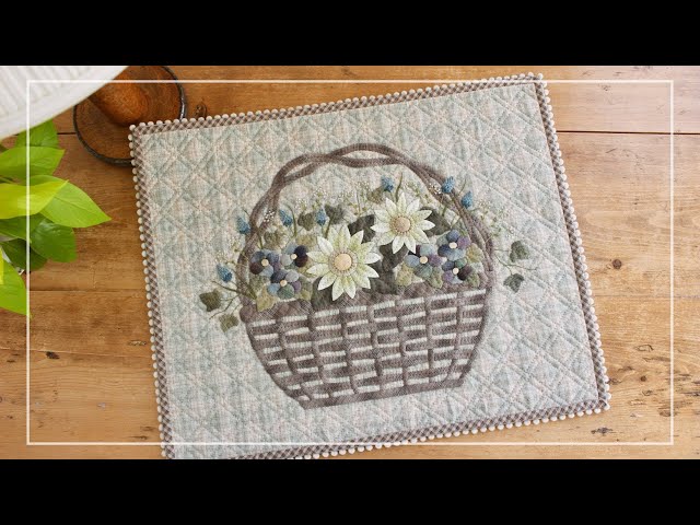 パッチワーク】かご編みキルト「春の花かご」Spring Flower Basket