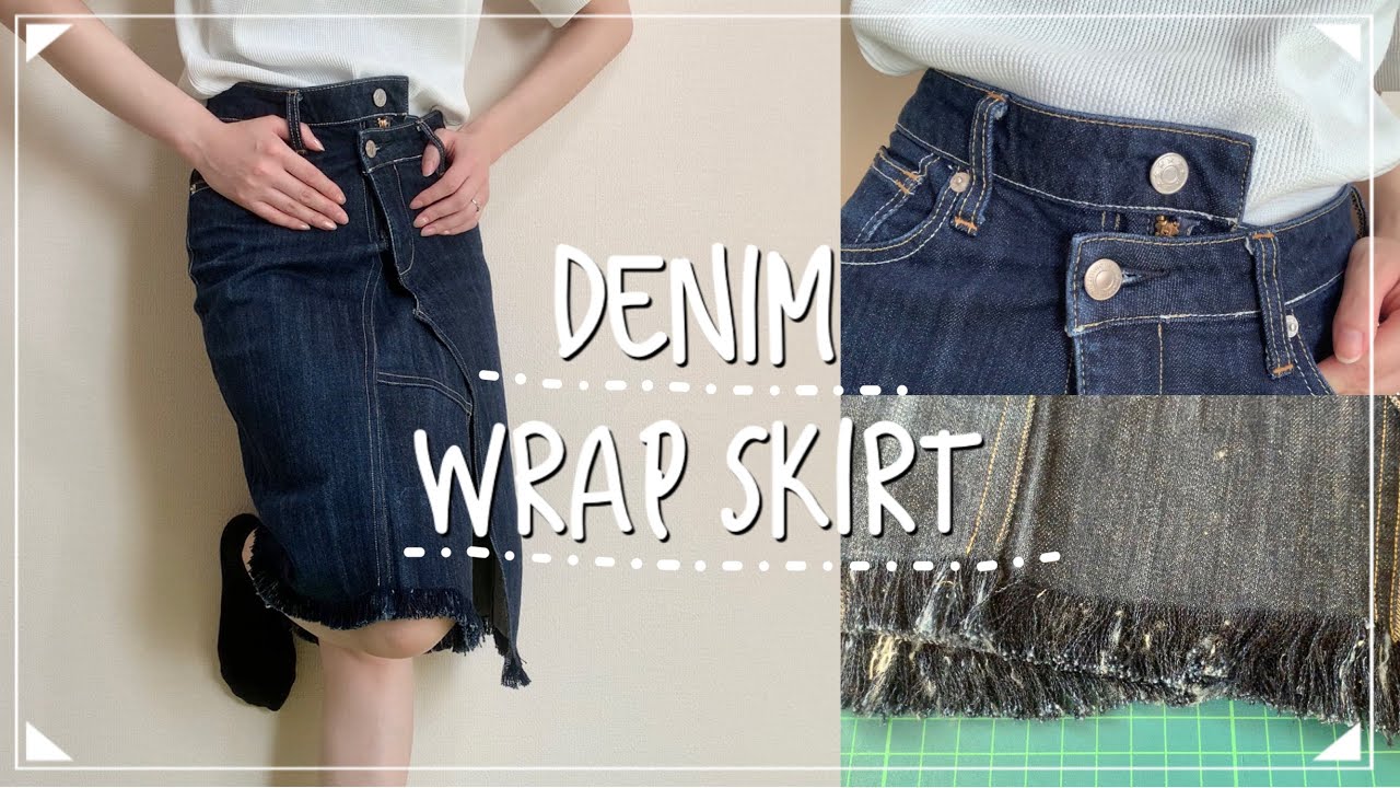 DIY DENIM REMAKE Fringe wrap skirt Vol.032 フリンジラップスカート