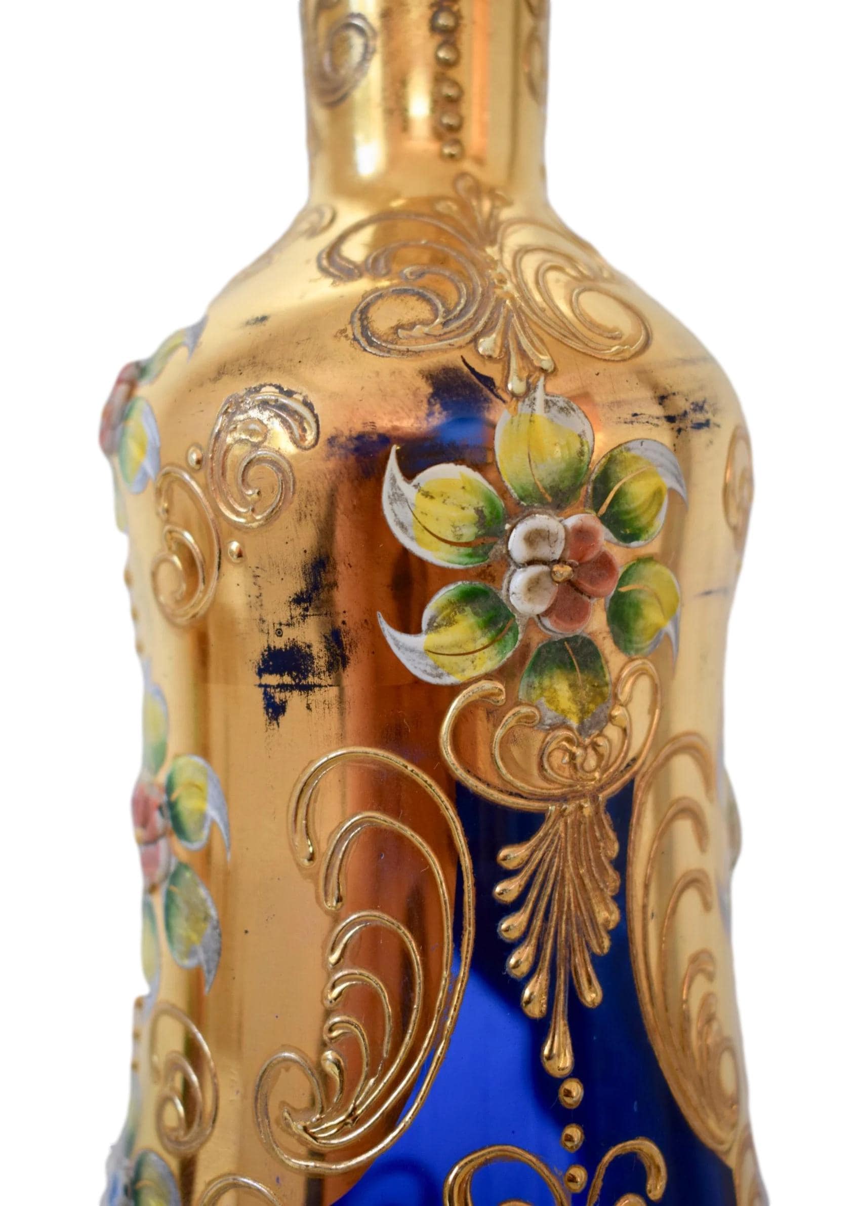 ヴィンテージ ムラーノ デキャンタ セット – コバルトブルー、ゴールド