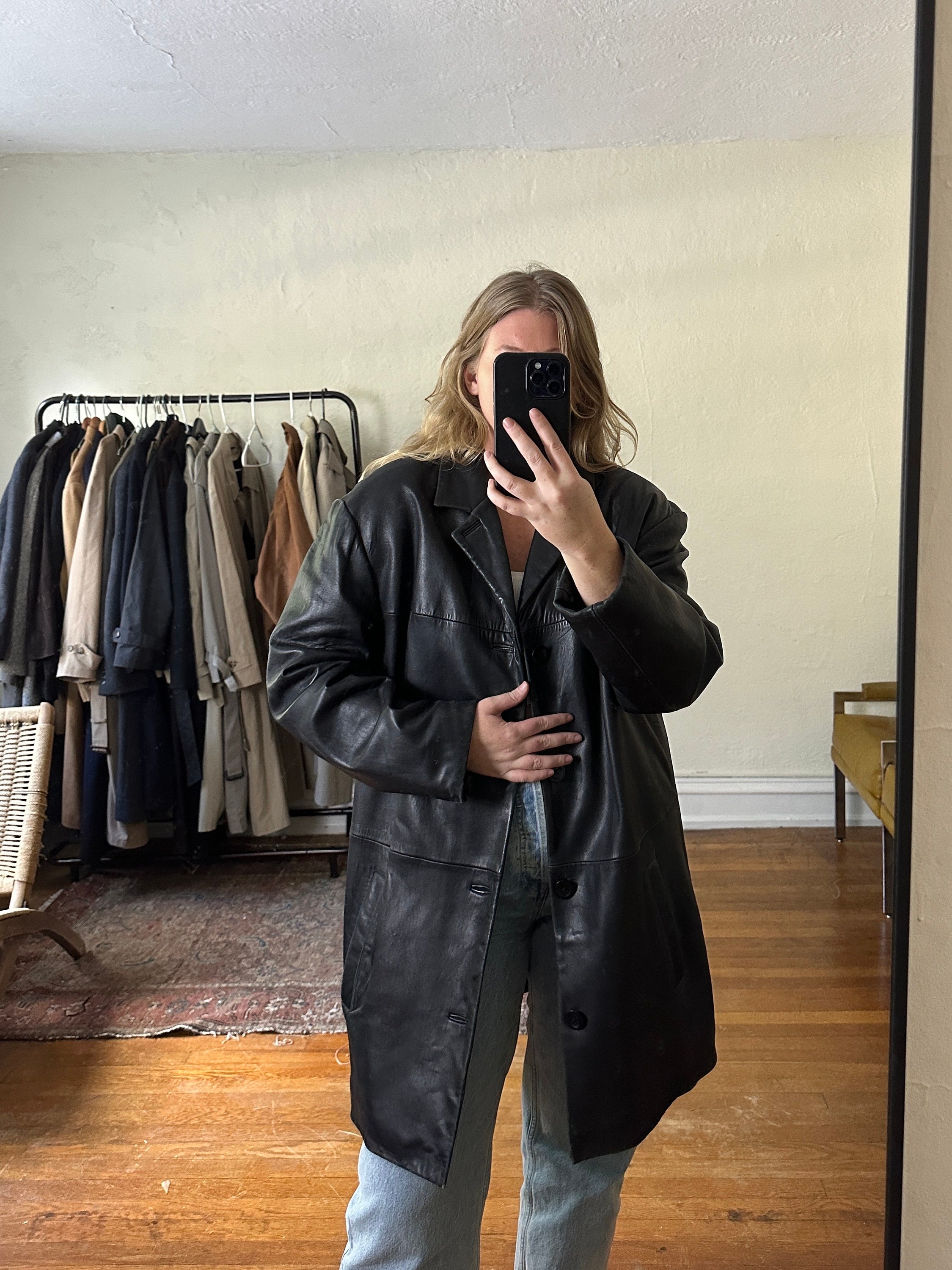 Vintage Black 90s Leather jacket, oversized jacket, 80s, 90s