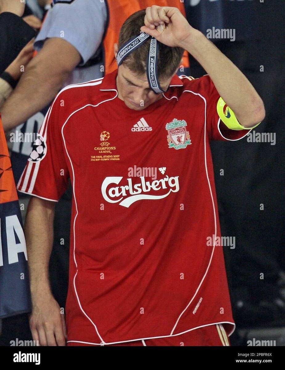 MEN FC LIVERPOOL 2006/2007 GERRARD #8 UEFA SOCCER FOOTBALL SHIRT