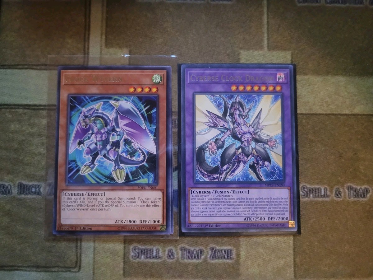 YUGIOH CLOCK WYVERN SOFU + CYBERSE CLOCK DRAGON MP19 RARE 1ST ED