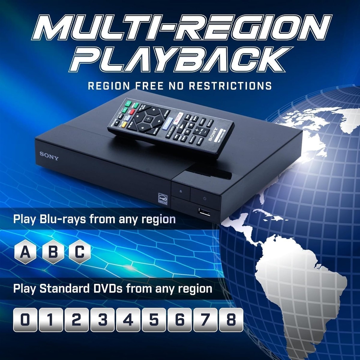 SONY BDP-S1700U ALL REGION FREE BLU-RAY DVD PLAYER - ZONE A B C