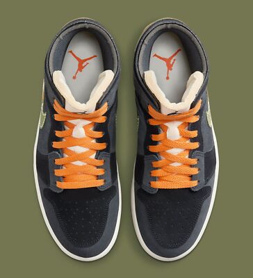 Nike Air Jordan 1 Mid SE Craft Olive Green Grey Orange FD6817-003