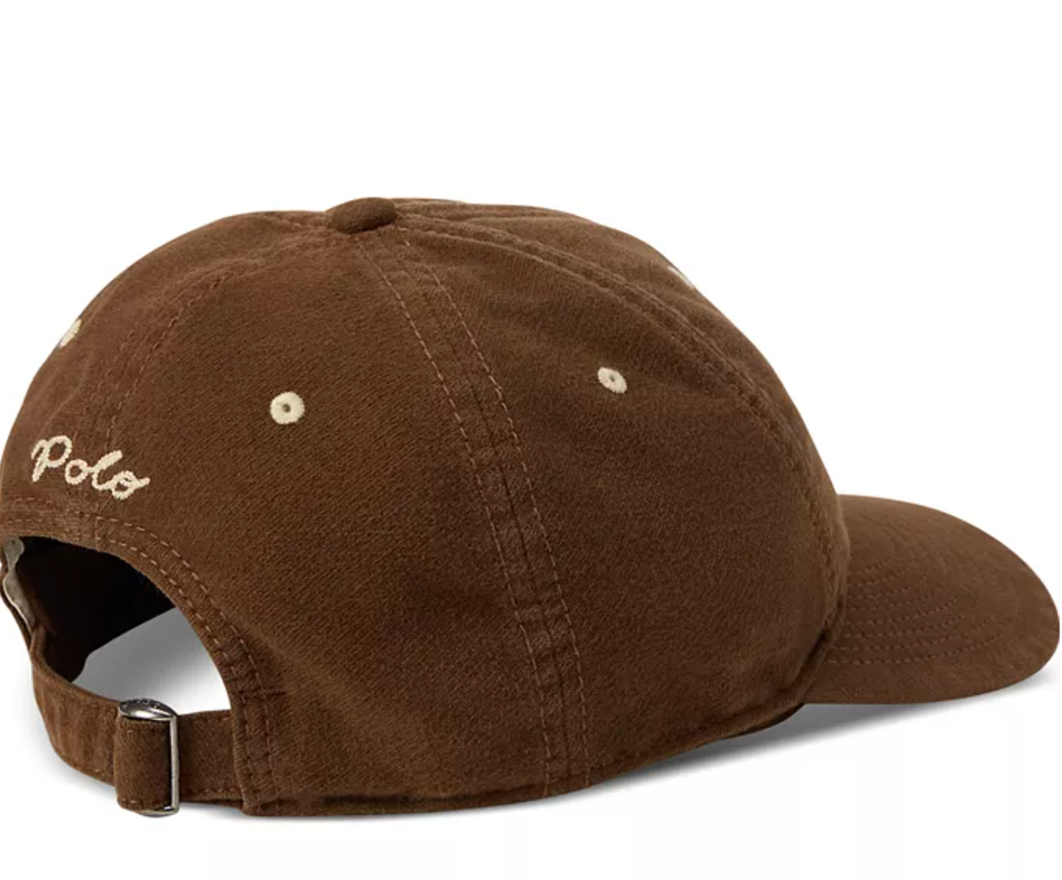 BN Polo Ralph Lauren Men's Felt-Patch Chamois Ball Cap Chocolate