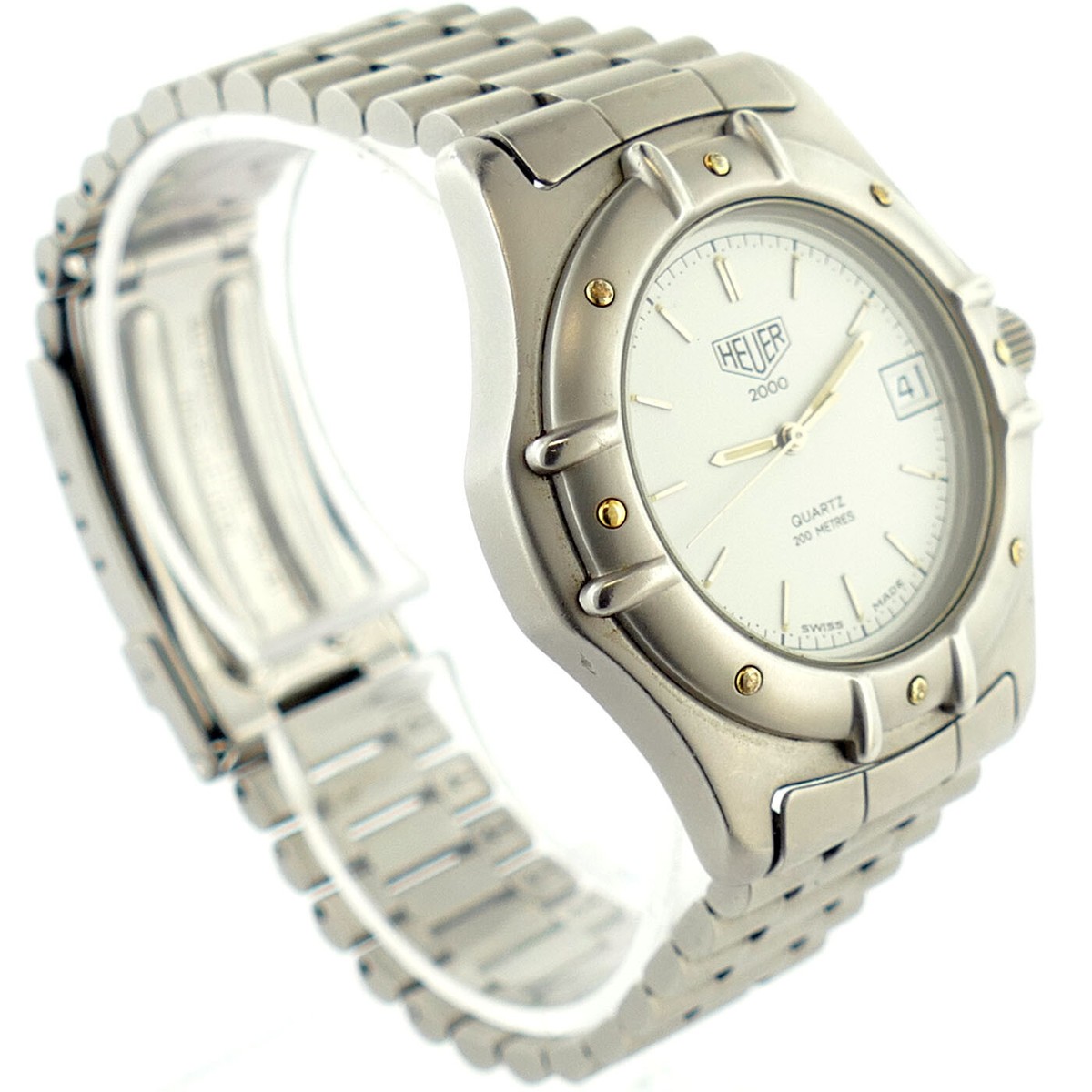 HEUER 2000 954.006 WHITE DIAL STAINLESS STEEL QUARTZ MIDSIZE WATCH