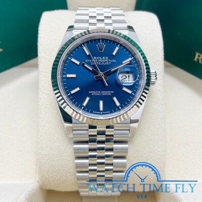 Rolex 126234 Stainless Steel Datejust 36mm Fluted Bezel Blue Index
