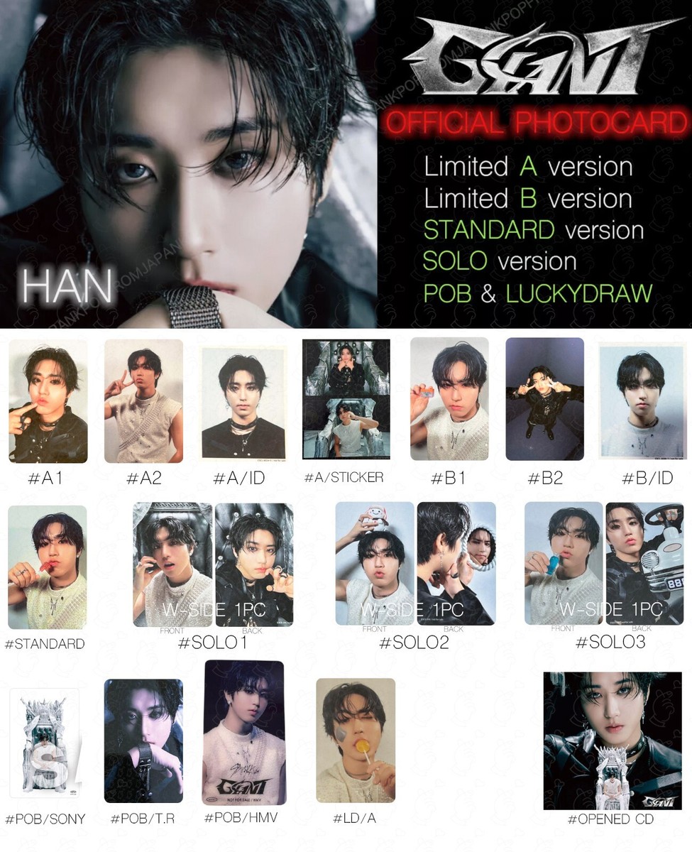 HAN STRAY KIDS GIANT JAPAN ALBUM PHOTOCARD POB LUCKY DRAW SOLO