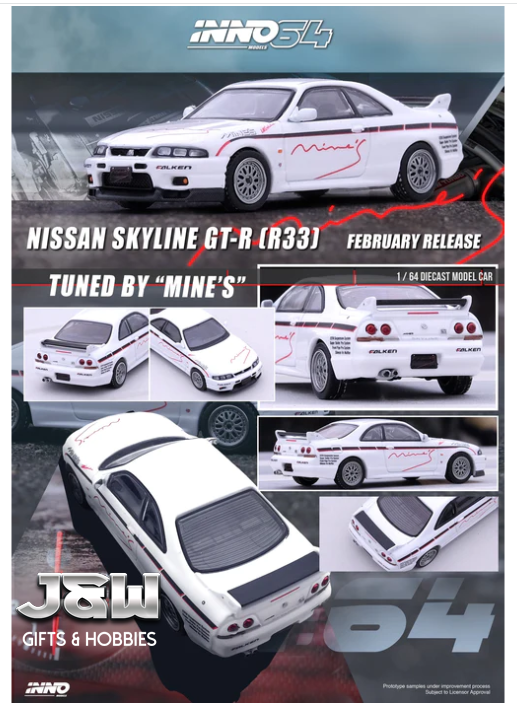 Inno64 Nissan Skyline GT-R R33 Tuned by MINE'S 1/64 | eBay