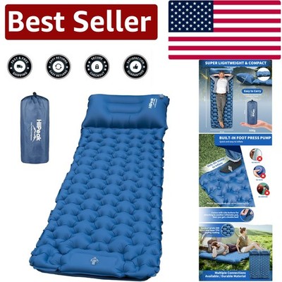Ultralight Inflatable Sleeping Pad with Built-in Foot Pump for