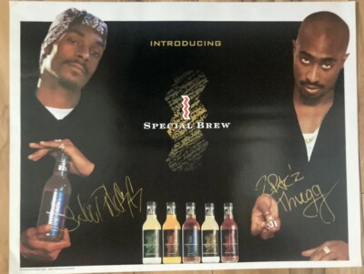 2PAC & SNOOP DOGG FACSIMILE AUTOGRAPHED ST. IDES SPECIAL BREW