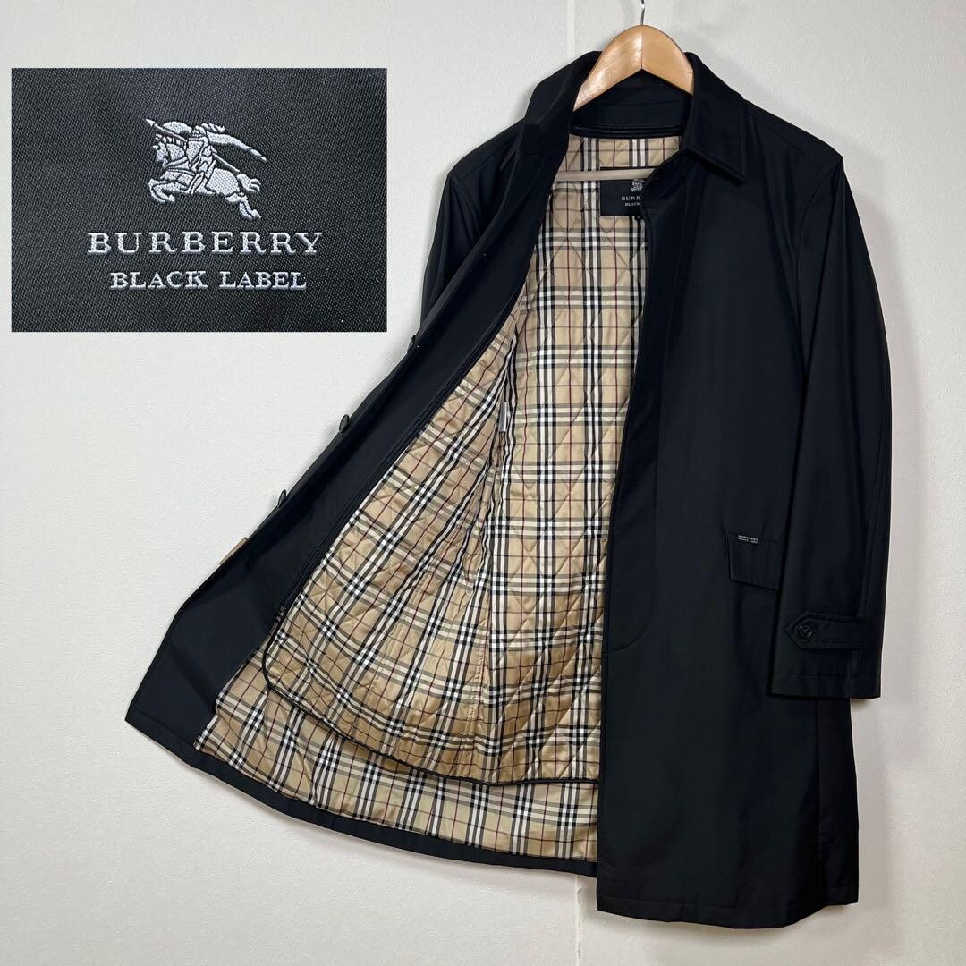 Burberry Black Label Trench Coat Black Polyester w/Liner Men's M