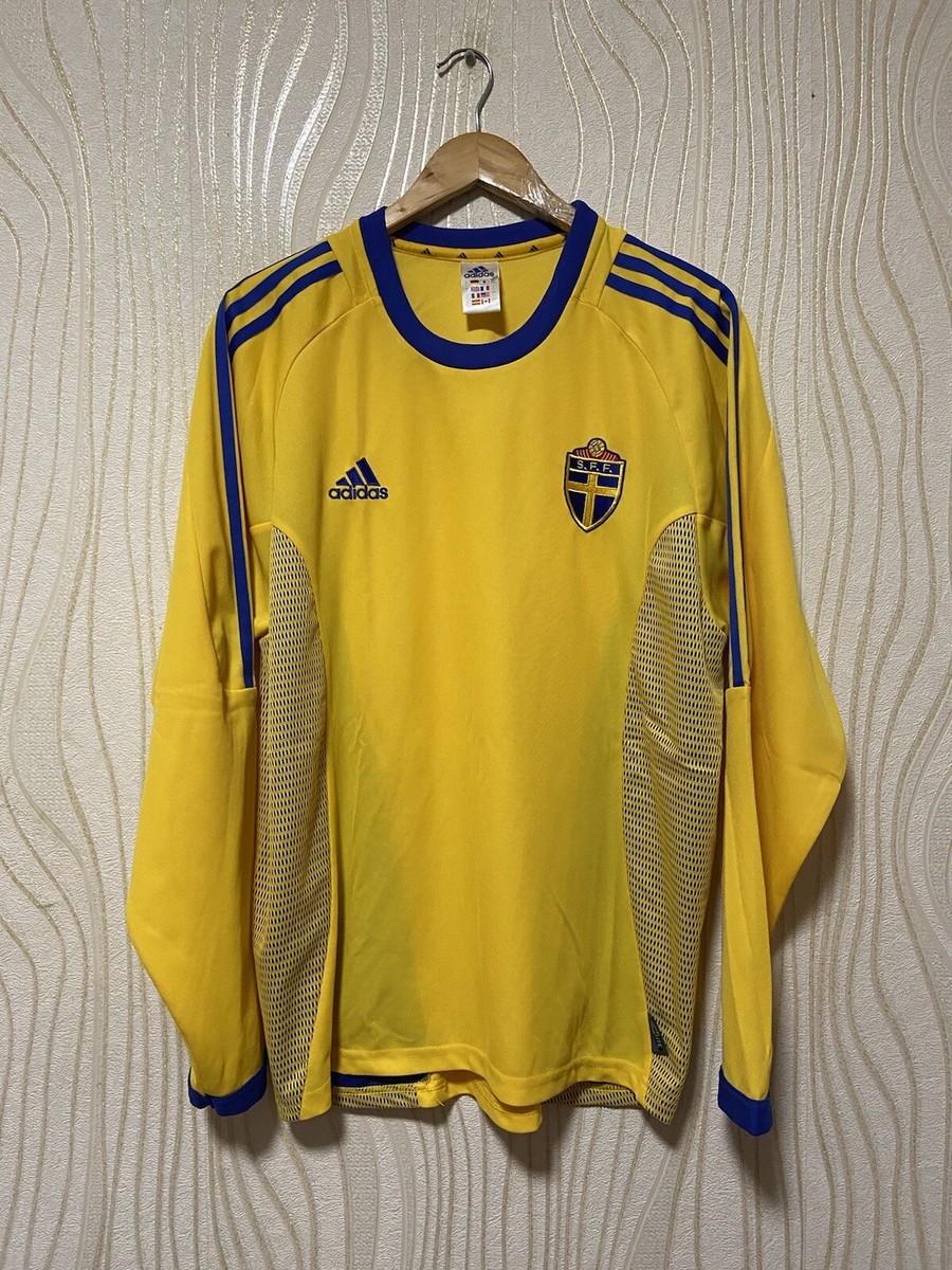 SWEDEN 2002 2004 HOME FOOTBALL SHIRT SOCCER LONG SLEEVE ADIDAS sz