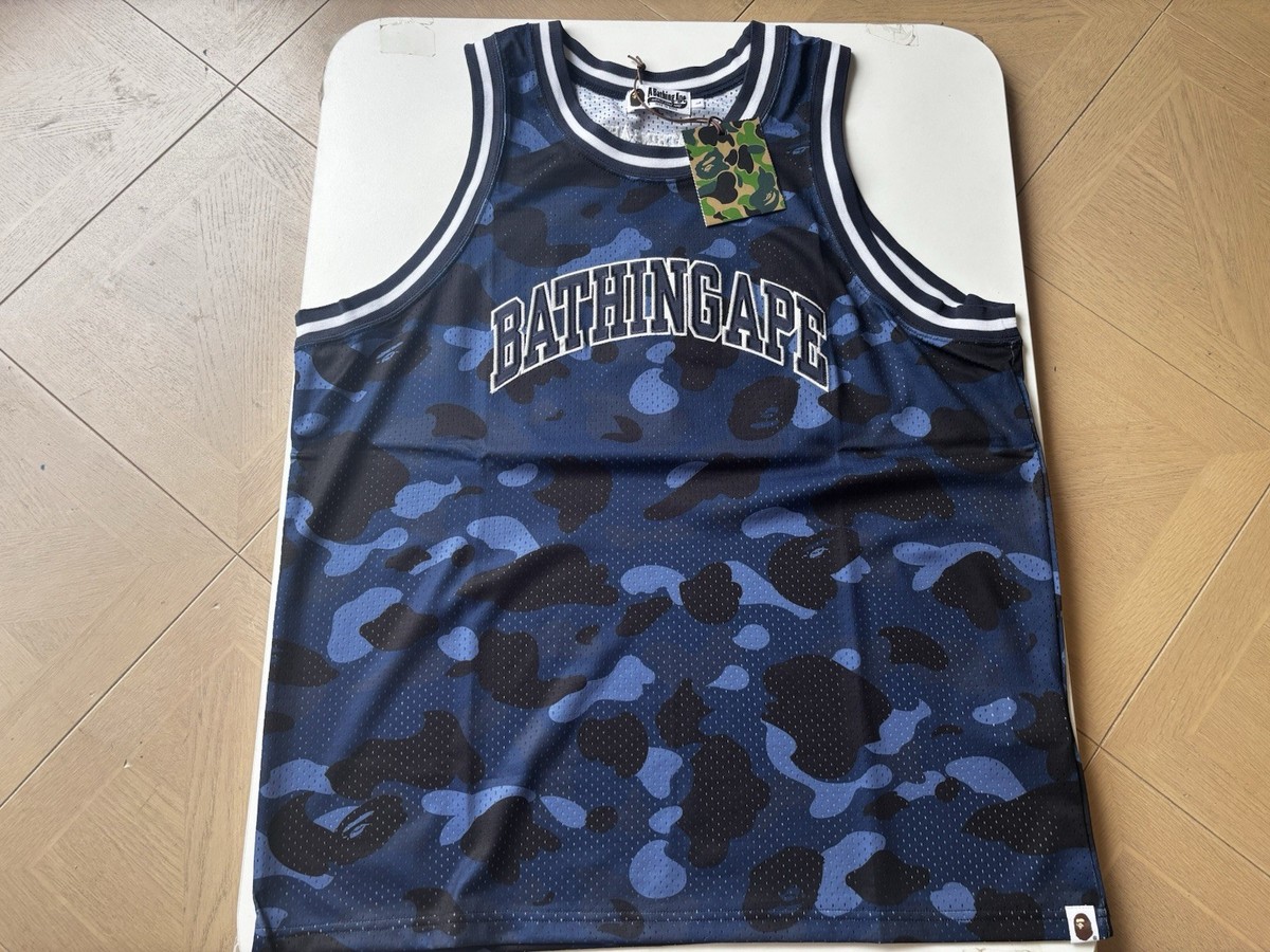Authentic a bathing ape bape color camo basketball tank top navy