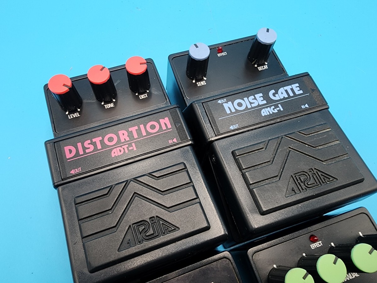 Rare 80s Aria Guitar Effect Pedal Bundle ACH-1 AFL-1 ADT-1 ANG-1