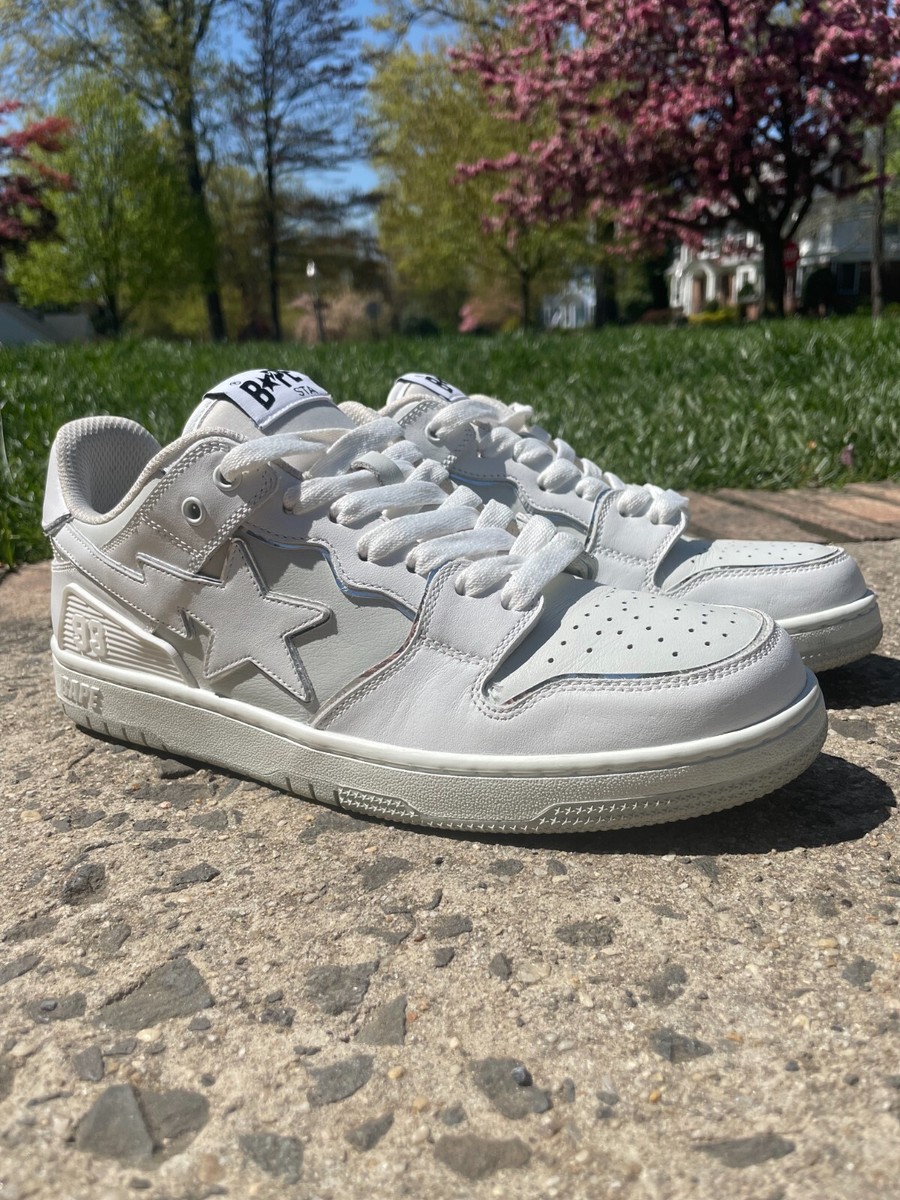 Bapesta Sk8sta (White-Silver-Grey) US men's size 10 (Lightly used