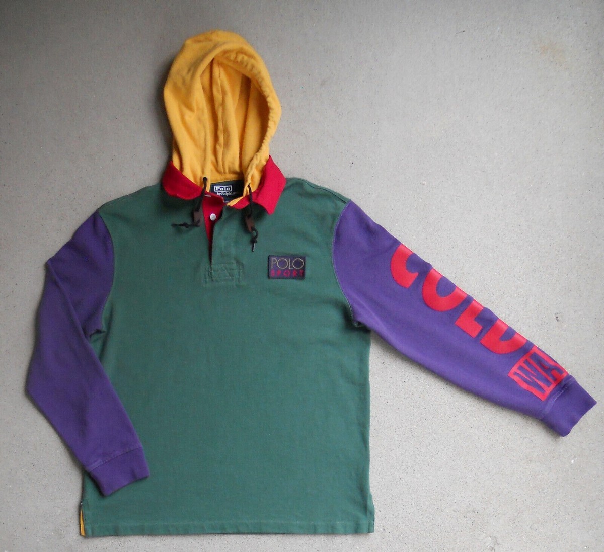 Polo Ralph Lauren Snow Beach Cold Wave Hoodie Rugby Shirt M | eBay