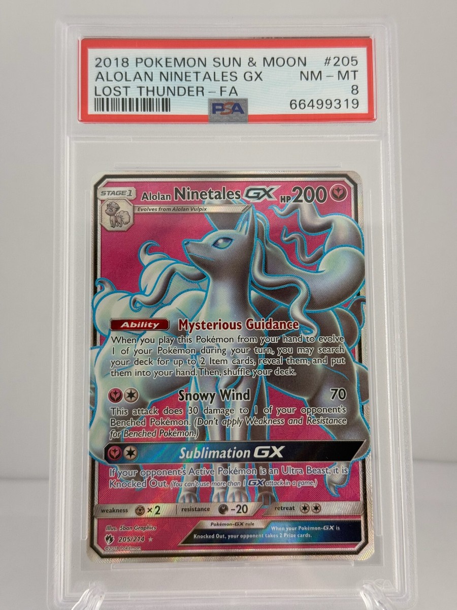 PSA: 8] Alolan Ninetales GX (Full Art) 205/214 Sm-Lost Thunder
