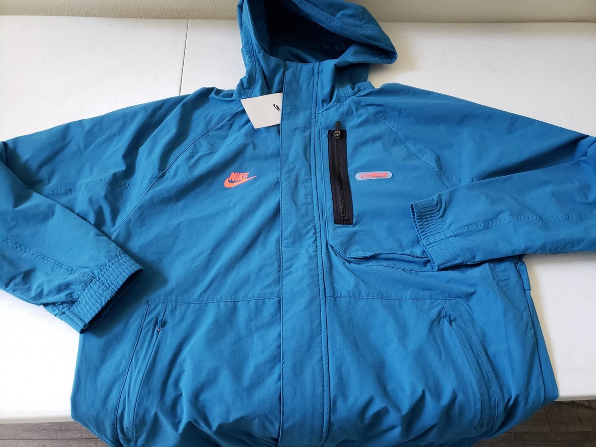 New Nike Sportswear Air Max Woven Full Zip Blue Jacket Men's Size