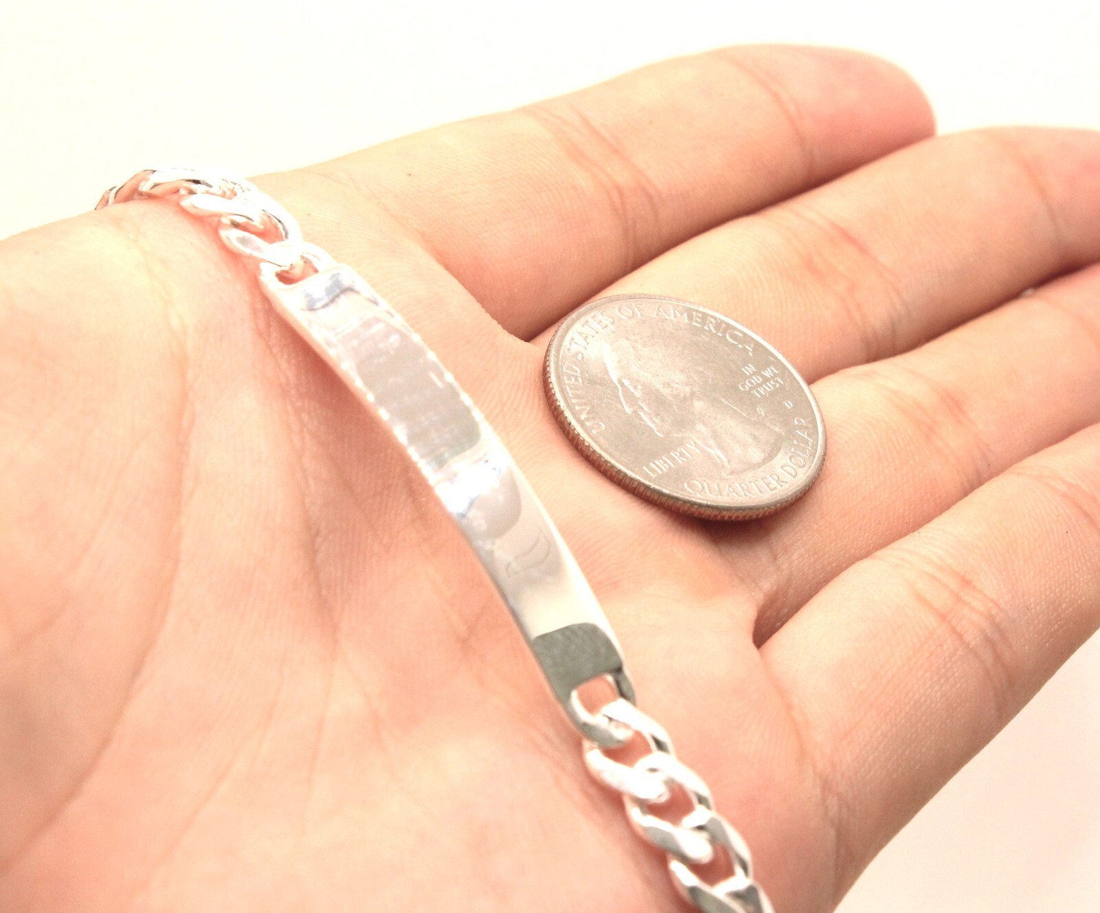925 Sterling Silver Personalized Custom Engraved Curb Link ID