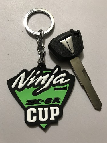 10-18 KAWASAKI ZX6 To ZX14 Combo Blank Key Black & Keychain OEM
