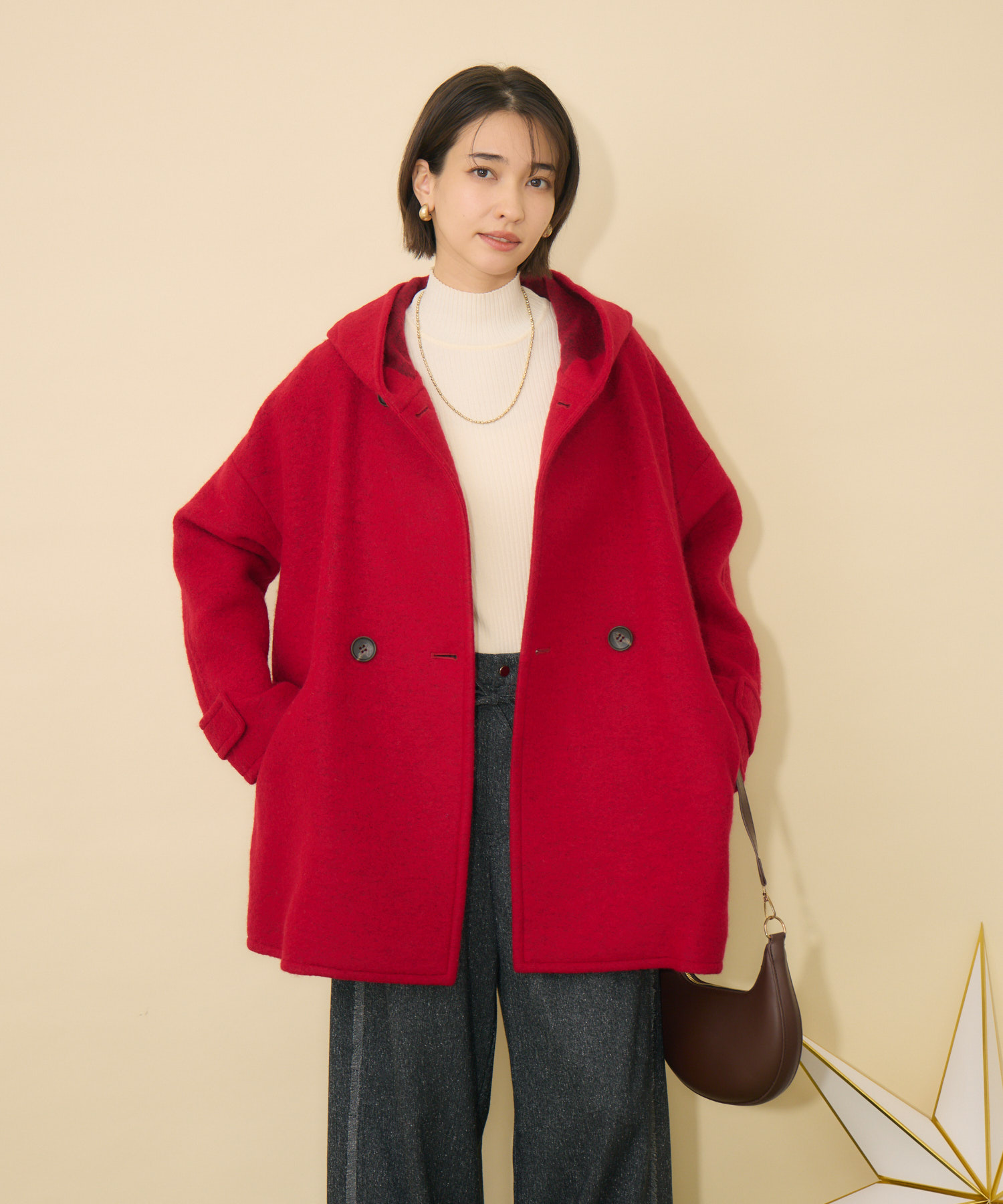 残りわずか】【軽暖アウター】カシュクール衿スライバーコート