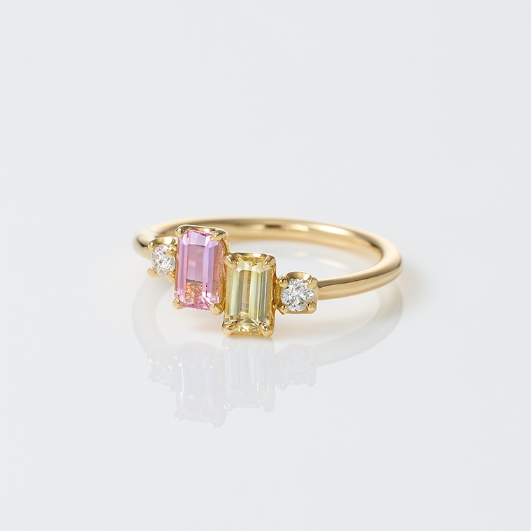 EP010]K18サファイア/ダイヤモンド/ピンキーリング(ゴールド): Hyacca