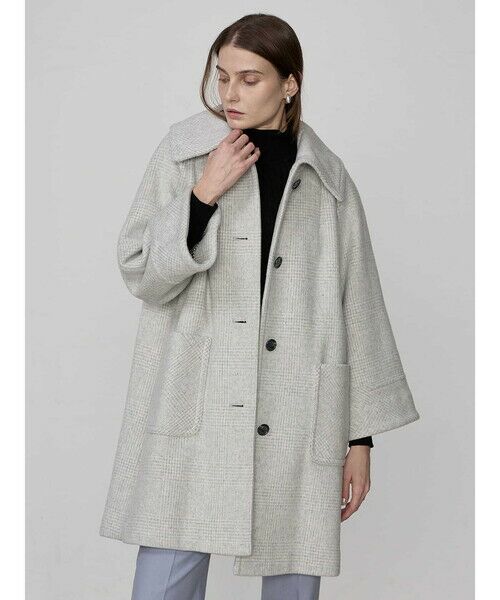 ビッグカラー Aラインチェックコート （その他アウター）｜Aquascutum