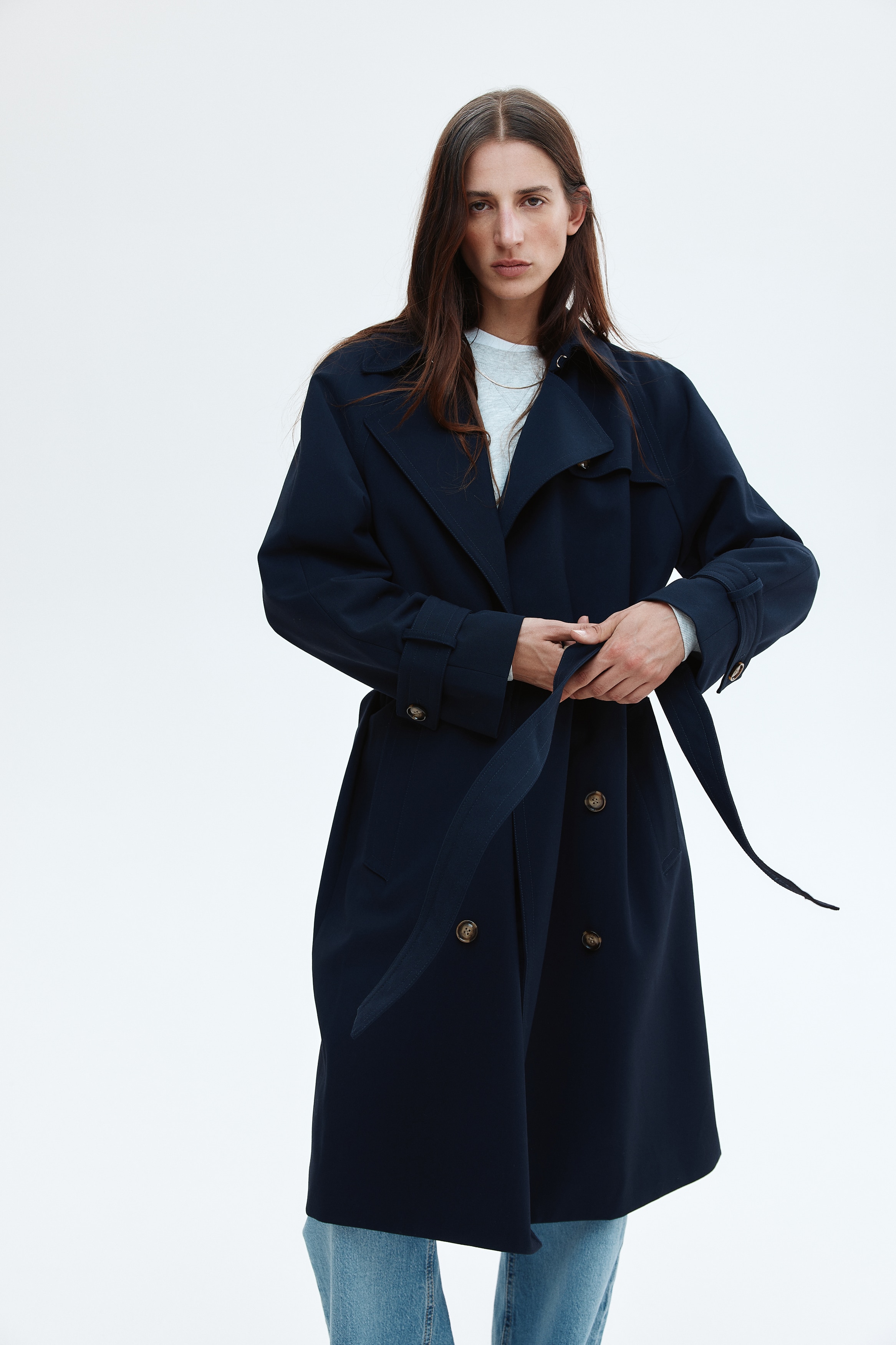 トレンチコート - ネイビーブルー - レディース | H&M JP