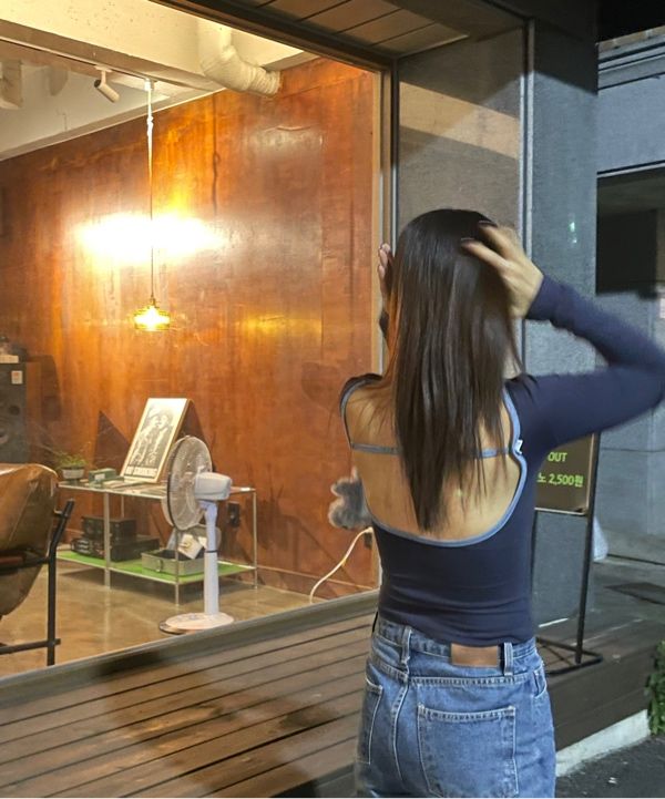 MUSINSA | SCULPTOR Scoop Back Strap Top Navy